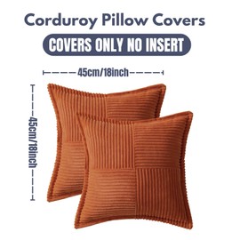 Set of 2 Decorative Throw Pillow Covers,45x45cm Lumber Pillow Covers, JOMWEN Soft Boho Striped Cushion Covers for Couch Bed Sofa Livingroom (Rust, 18x18 Inches)