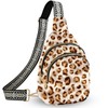 LYEMVHE Leopard Print Leather Sling Bag Small Crossbody Backpack Travel