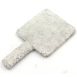 Bestbling - Espejo de mano con diamantes de imitación deslumbrantes, perfecto para maquillaje y decoración, regalo ideal para mujeres y niñas (plateado cuadrado)