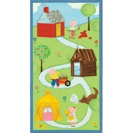 Timeless Treasures Three Little Pigs Cute 23" Panel 100% Cotton Fabric by The Panel