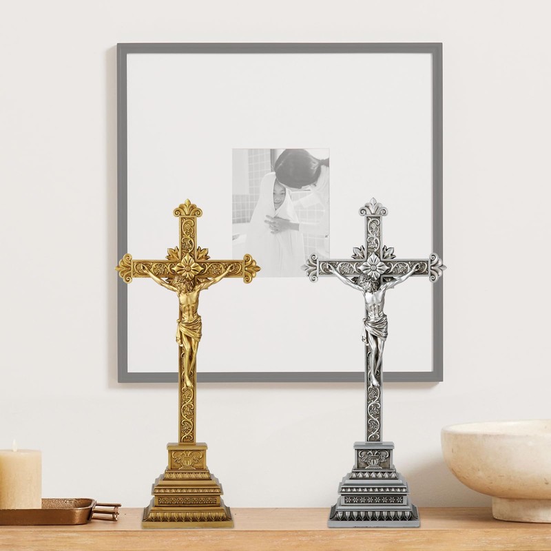 Standing Crucifix - 16 Inch Jesus Cross with Base for