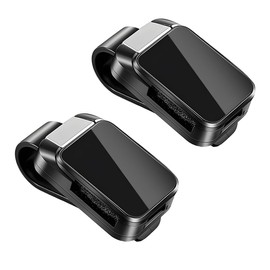 GAOLAOSY 2PCS Sunglasses Holders for Car Visor, Universal Auto Glasses Eyeglass Hanger Clip, Anti-Slip Auto Sun Visor Sunglasses Holder Accessories Fit for Most Cars, SUV, Trucks (Black)