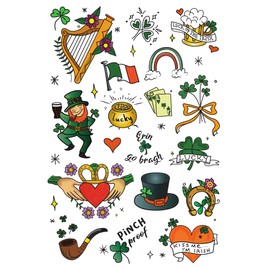 Tatsy Temporary Tattoos | For St. Patrick's Day, Irish National Day | Fake Tattoos for Children, Boys, Girls, Adults | Fancy Dress | Unique Designs | Irish Flag Tattoo