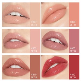 6 Pieces Lip Gloss Set Liquid Lipstick Light Moisturising Lip Glow Oil Long Lasting Waterproof Liquid Lipstick Crystal Jelly Lip Tinted Lip Gloss for Girls and Women (Set B)