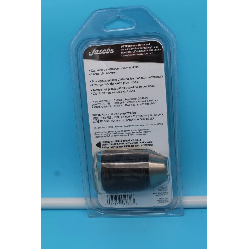 Jacobs JCM 31038 1/2 Inch 1/2-20 Mount Keyless Drill Chuck-