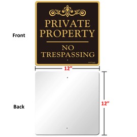 Large Private Property No Trespassing Sign, 12x12 Inches Heavy Duty Reflective Aluminum Metal Signs, Fade Resistant, Weatherproof, Indoor or Outdoor Use