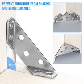 Mayoii 16PCS Furniture Corner Connector, Universal Stainless Steel Angle Bracket with Screws, Triangle Support Fixed Corner Brace, Angle Corner Bracket for Shelf Cabinet Table Chair