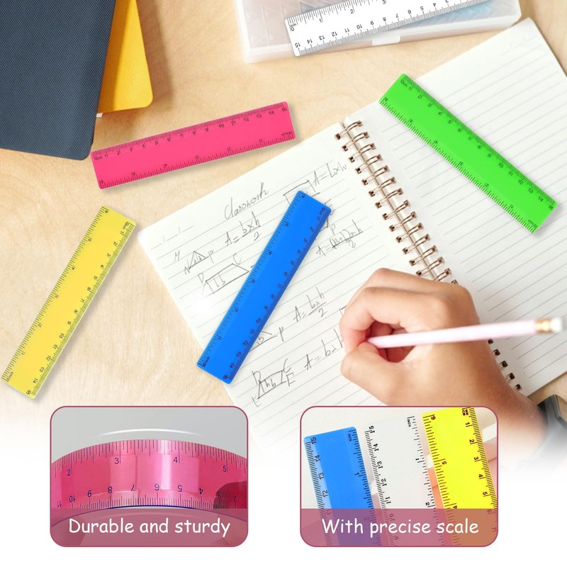 15 Piece Plastic Ruler Set, Ruler 15 cm, Plastic Small