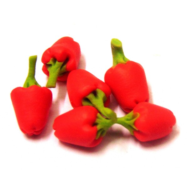 Tumdee Miniatures Dolls House Miniature Set of 6 Red Peppers
