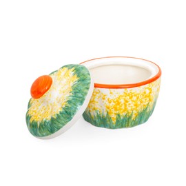 Ceramic Butter Dish With Lid - 5 Oz (150 ml) – Glazed Condiment Jar Holder For Kitchen Counter or Fridge, Food Storage Container for Pickle, Spices, Sugar – Boho Farmhouse Home Dining Table Decor