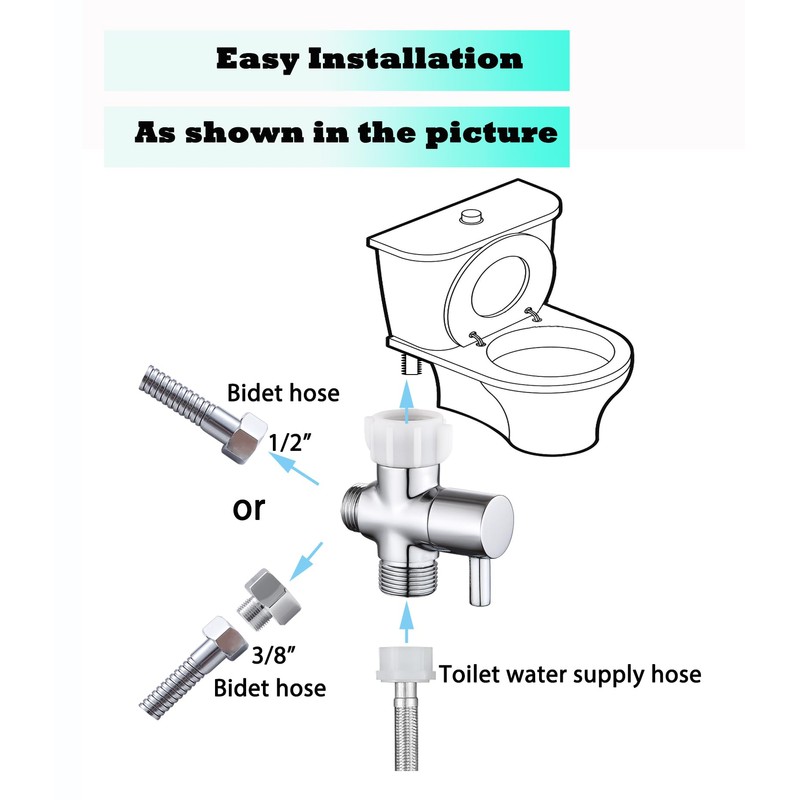 Walkinginrain Bidet T Adapter With Shut off Valve,3 Way T