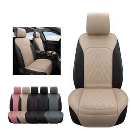 Sanwom Universal Front Leather Car Seat Covers Pink 2 Pcs Luxury Seat Covers, Anti-Slip Waterproof Auto Driver Cushions Fit SUV Pickup Van Sedan, Chevy Silverado GMC Sierra Dodge Ram Tacoma Ford