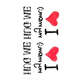 Oottati Small Cute Temporary Tattoo I Love Mom Words Quote Hug Me (Set of 2)
