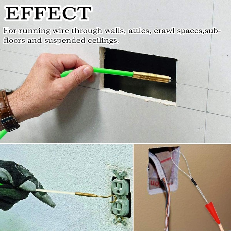 50 Feet Fiberglass Fish Tape Cable Rods, Electrical Wire Running