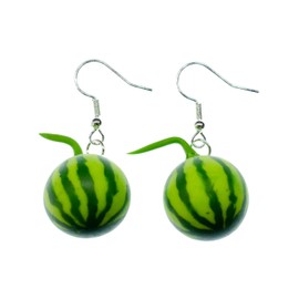 Miniblings Melon Earrings Watermelon Fruit 3D Whole Handmade Fashion Jewellery I Summer Party Holiday Fruit Earrings Silver-Plated, Metal