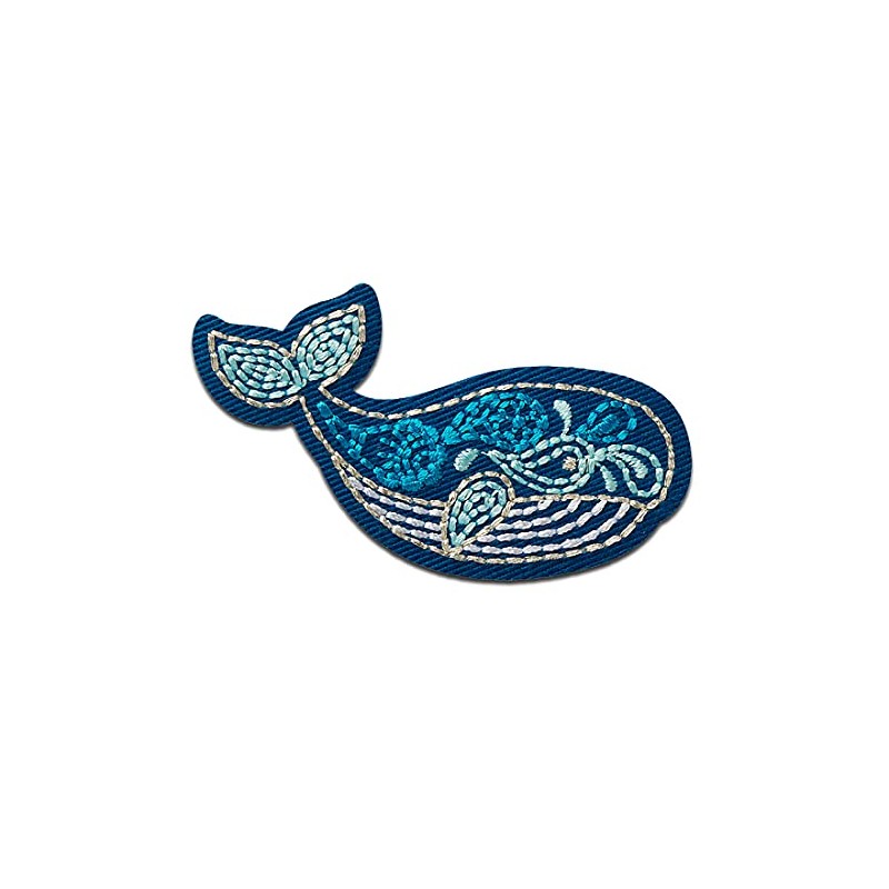 Whale Animal Iron-On Patch Applique Iron-On Patch 7.0 x 3.5