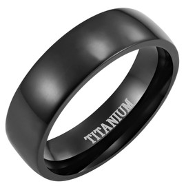 Willis Judd Mens Titanium Black Ring In Gift Box 7mm Wedding Band Ring for Men Engagement Ring Comfort Fit Size V