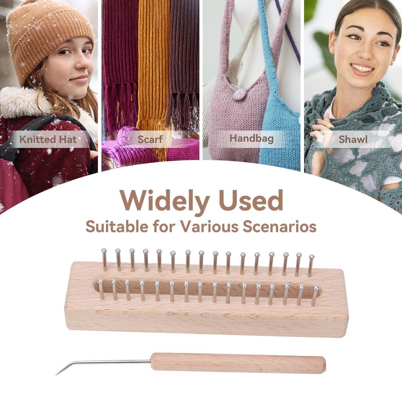 Beufee Wooden Knitting Loom with Elbow Crochet Hook Rectangular Hand