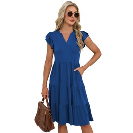Summer Dresses for Women 2025 Elegant Classy Casual Graduation Plus Size Spring Midi Mother of Bride Boho Maxi Dress Fashion Vacation Seniors Formal Cocktail Clothes Blue Large