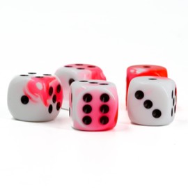 WeLoveBeads W6 Dice Neon Pink/Black - Made in Germany - Pack of 5