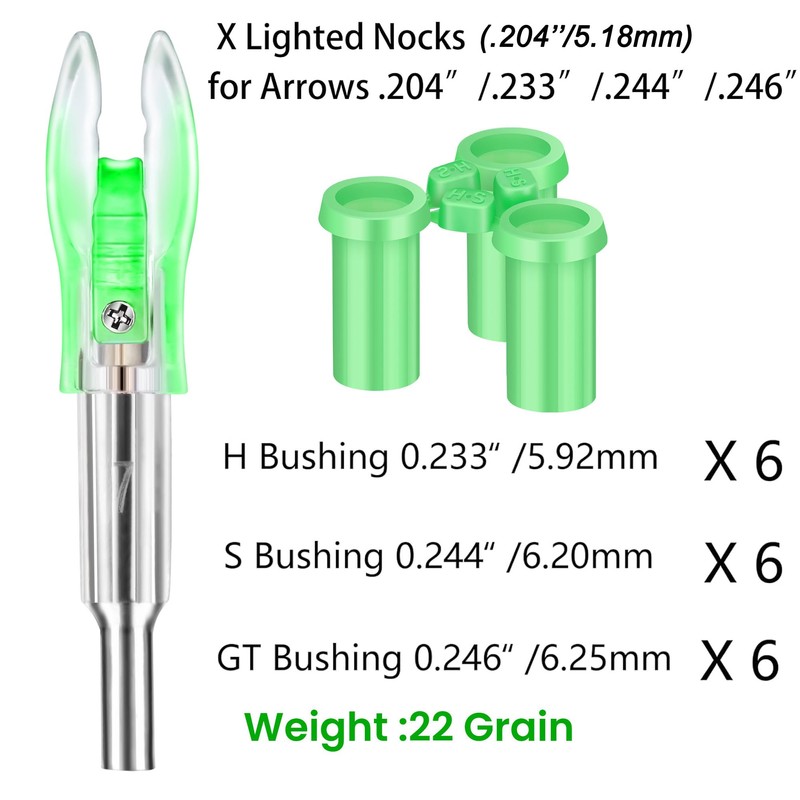 6PCS X Lighted Nocks for Arrows with .204 .233 .244