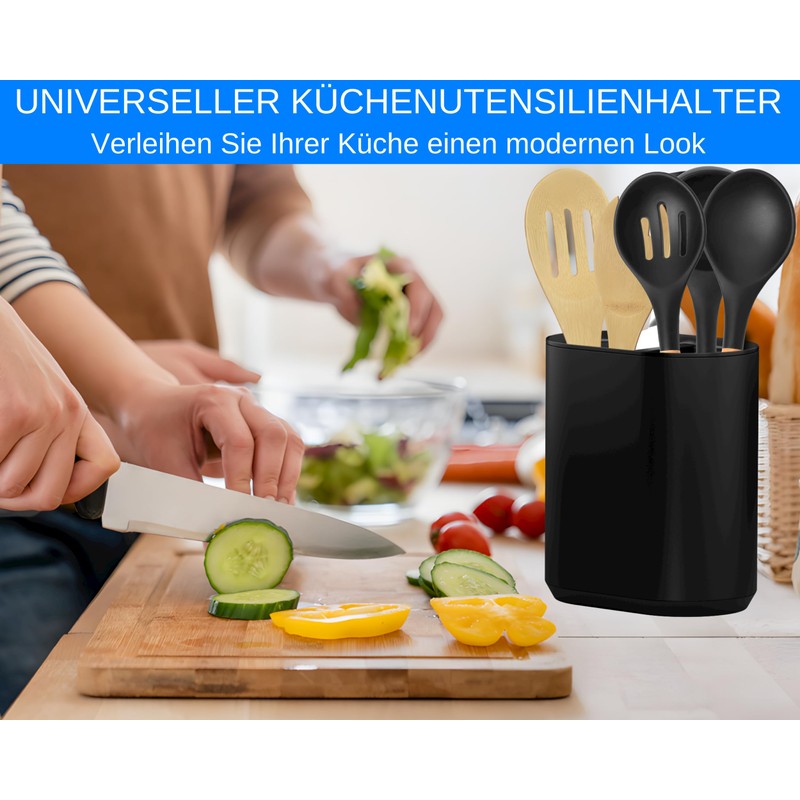 KOOK TIME Kitchen Utensil Holder with Removable Spoon Rest -