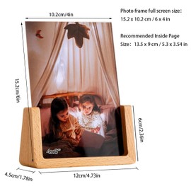 4x6 Wood Picture Frame Set of 2 Rustic Wooden Photo Frames with Beech Wood Base U Shaped Double Sided High Definition Acrylic Covers Menu Holder Sign Card Stand for Tabletop or Desktop Display (4 x 6 inches Vertical)