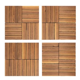 36 PCS Deck Tiles 12''x12'' Hardwood Interlocking Patio Deck Tiles Wood Flooring Dance Floor for Outdoor Indoor Patio Garden Balcony Wooden Parquet Flooring