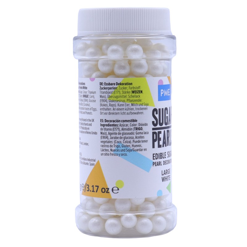 PME Large Sugar Pearls White 90 g