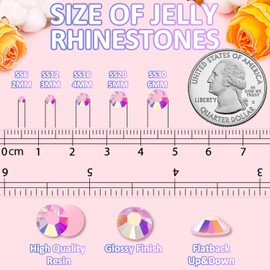 TINKRSTUFF 1500Pcs 6mm Resin Jelly Rhinestones with 1Pcs 10ml B7000 Jewelry Glue for Crafting, Light Pink AB Flatback Gems, Bedazzling Crystal Bulk for DIY Crafts Clothing Tumblers Shoes Nail Art Fabric