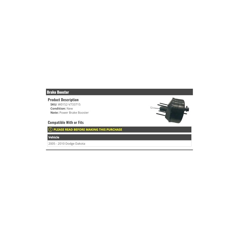 Power Brake Booster - Compatible with 2005-2010 Dodge Dakota