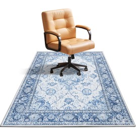 Office Chair Mat for Hardwood Floor,Computer Chair Mat Office Rugs for Rolling Chairs,Under Desk Rug for Floor Protector,Anti Slip Machine Washable Area Rug Blue 36"x48"
