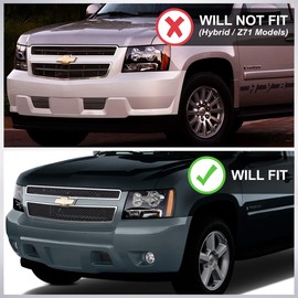 TLAPS 7422439222274 Compatible With 2007-2013 Chevy Avalanche / 2007-2014 Tahoe Suburban Matte Black Mesh Front Bumper Grill Grille 2 Pieces With Emblem Base