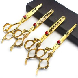 Gold 6/78/9 Inch Professional Haircut Scissors, Multifunctional Haircut Scissors Set (6 Inch 4 Pieces)
