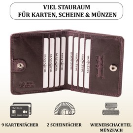 MATADOR Women's Small Leather Vienna Mini Women's Wallet with Elegant Gift Box, Elegant Wallet Men's Small with RFID Blocker, Luxury Small Wallet Men with Many Compartments, Purple, S, Minimal