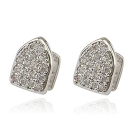 2 Pcs Iced Out Diamond Teeth Grillz Hip Hop Grills for Your Teeth Top and Bottom, Cosplay Teeth Accessories