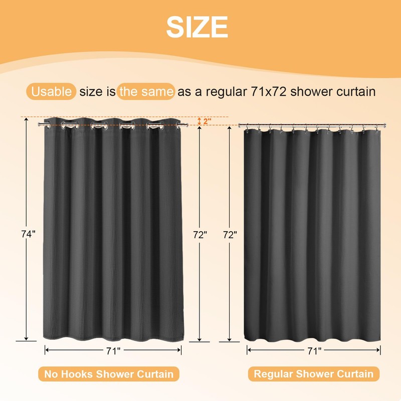 River Dream No Hook Cotton Blend Shower Curtain with Snap