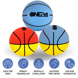 ONEPET 6 Pack 6cm High Bounce Natural Rubber Dog Balls | Small to Medium Breed Fetch Toy for Dogs | Floating Pet Toy Balls for Dogs | Highly Visible Blue & Yellow Colours