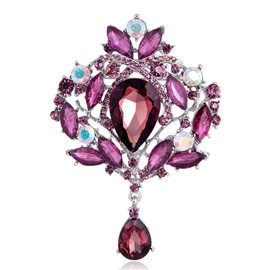 Women's Multicolor Water Drop Rhinestone Crystal Brooch Pin Wedding Bridal Alloy Pin Brooch
