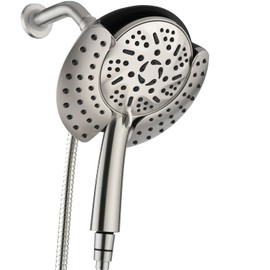GRICH 2.5GPM Shower Head with Hand: 2 in 1 High Pressure Shower Heads With Handheld Spray Combo & Rain Shower Head, 9 Spray Modes Anti-Leak Waterfall Showerhead, Angle Adjustable, Brushed Nickel