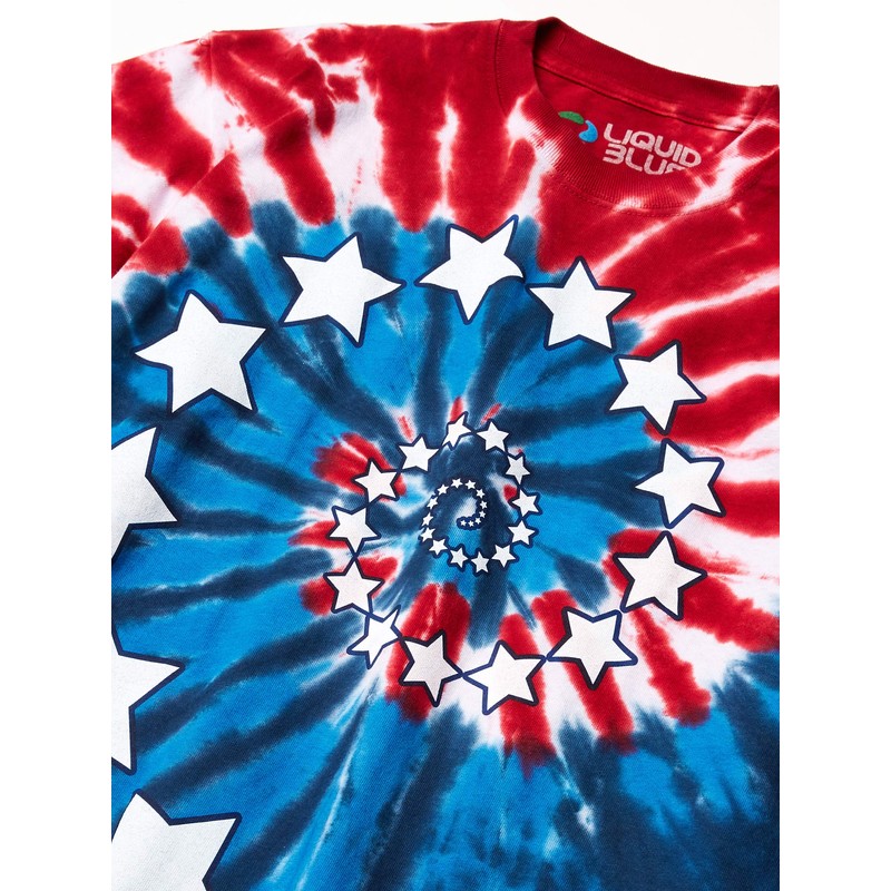 Liquid Blue Men's Stars and Stripes Spiral T-Shirt, Tie Dye,