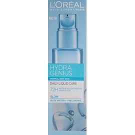 Hyaluronic Acid Moisturizer for Face, L'Oreal Paris Skincare Hydra Genius Daily Liquid Care Oil-Free Face Moisturizer for Normal to Dry Skin with Aloe Water and Hyaluronic, 3.04 fl. oz.