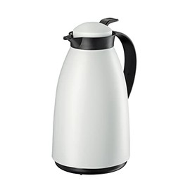 Cilio Imola Insulated Beverage Server with Glass Liner, White, 34 Ounce - Coffee Station Accessories - Hot Beverage Dispenser - Coffee Thermos Carafe - Hot Drink Dispenser - Glass Liner Thermos