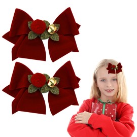Bow Hair Clips Red Bowknot Hairpin Christmas Hair Bow Clips 2Pcs Red Hair Barrettes Xmas Hair Accessories Ponytail Holder for Women Girls Birthday Party Christmas Gifts A8LDHD2FJ
