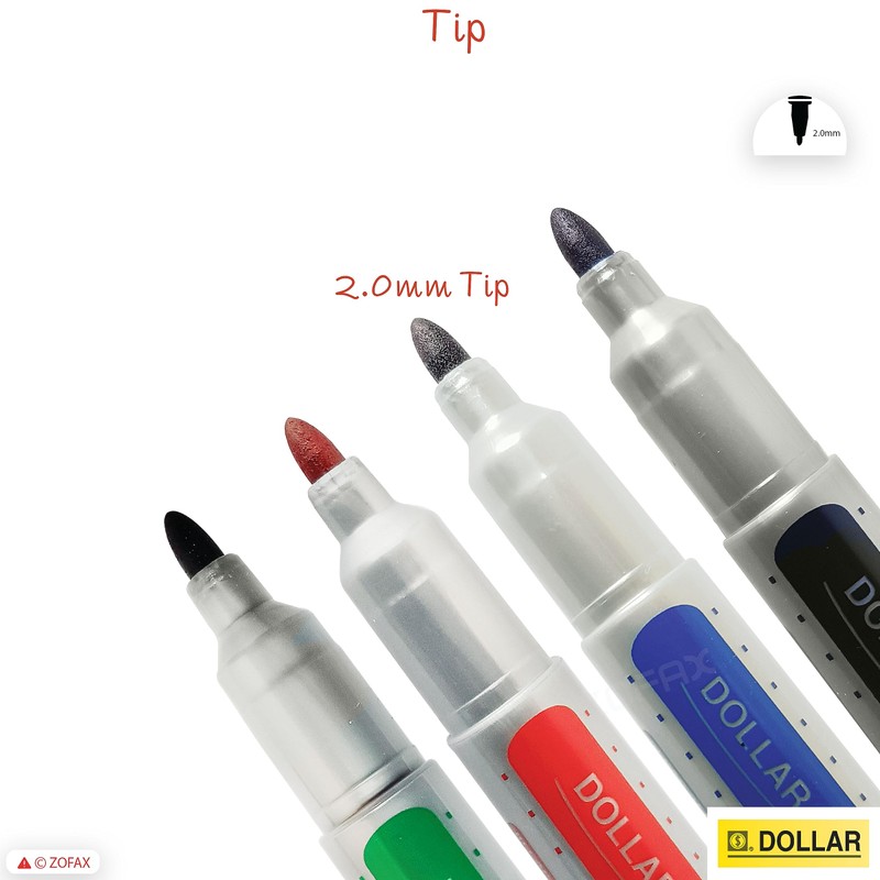 DOLLAR 4 x 2.0mm Bullet Tip Allmark BLACK BLUE RED