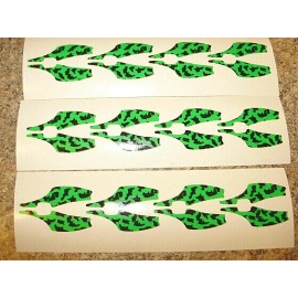 The Fishing Lure Tape Company TIGER STRIPE LARGE BLADE BAIT 12 PAIR FISHING LURE TAPE DIE CUT 9 COLOR DESIGNS - FL GREEN