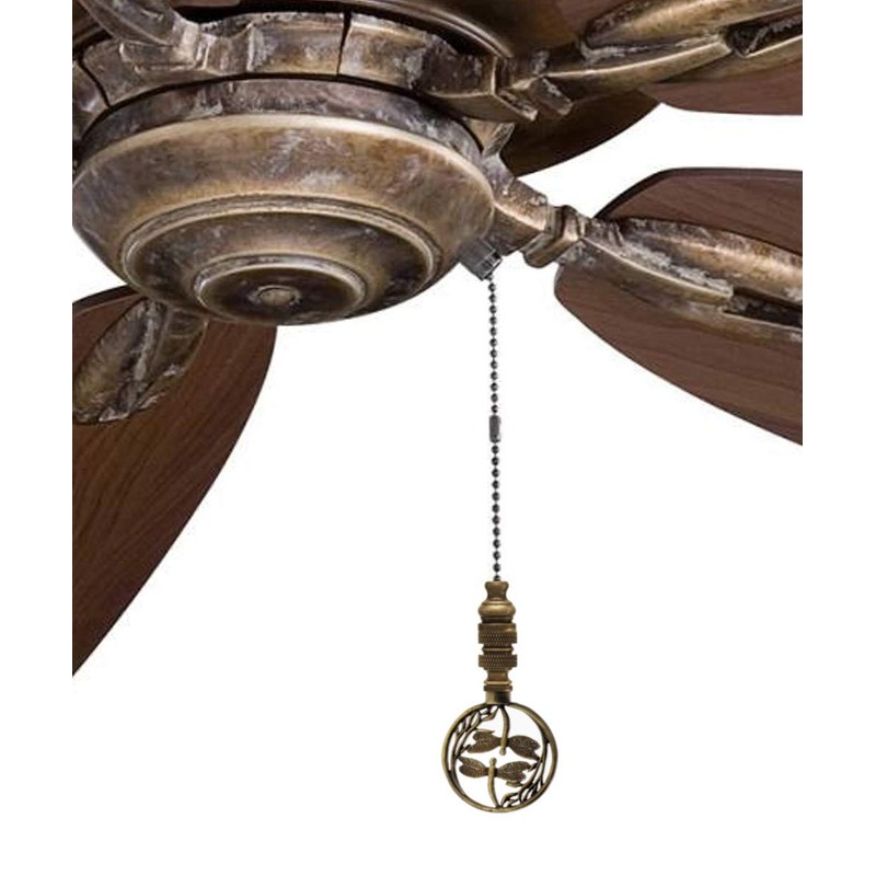 Double Dragonfly Ceiling Fan Pull Antique Brass 2.8"h