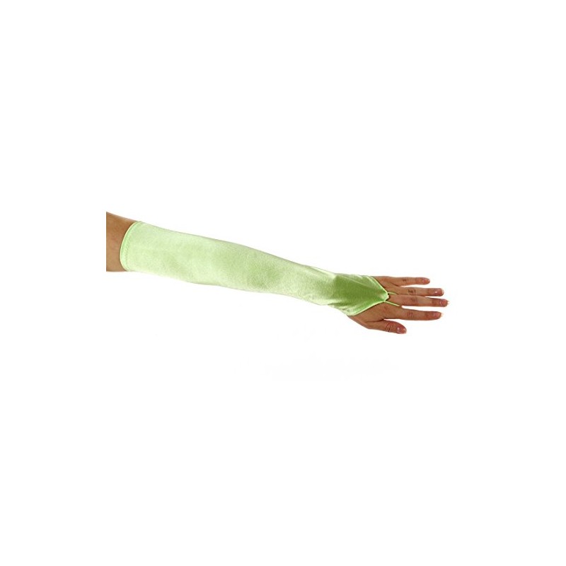 Greatlookz Dancing with Moon Fingerless Satin Opera Length Gloves, Lime