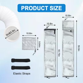 HUAREW Portable AC Hose Insulation Sleeve, Air Conditioner Hose Insulated Cover Wrap for 5" & 5.9" Diameter AC Exhaust Hoses Tube, with Drawstring, One Step Install