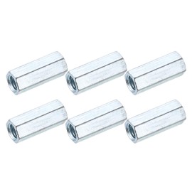 sourcing map 3/8"x16 Coupling Nuts, 6 Pcs Carbon Steel Galvanized Hex Rod Coupling Nuts Threaded Rod Connectors for Industrial Construction Fasteners, White